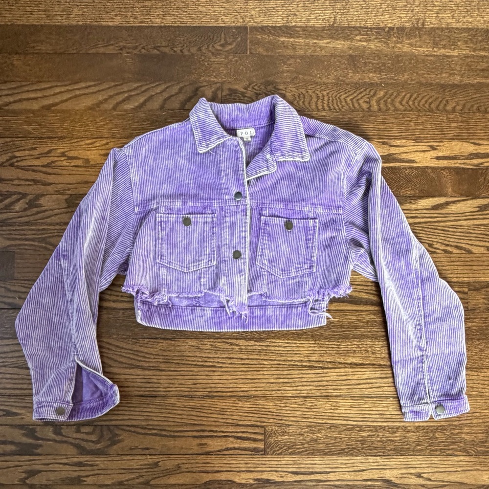 POL Purple Corduroy Crop Top